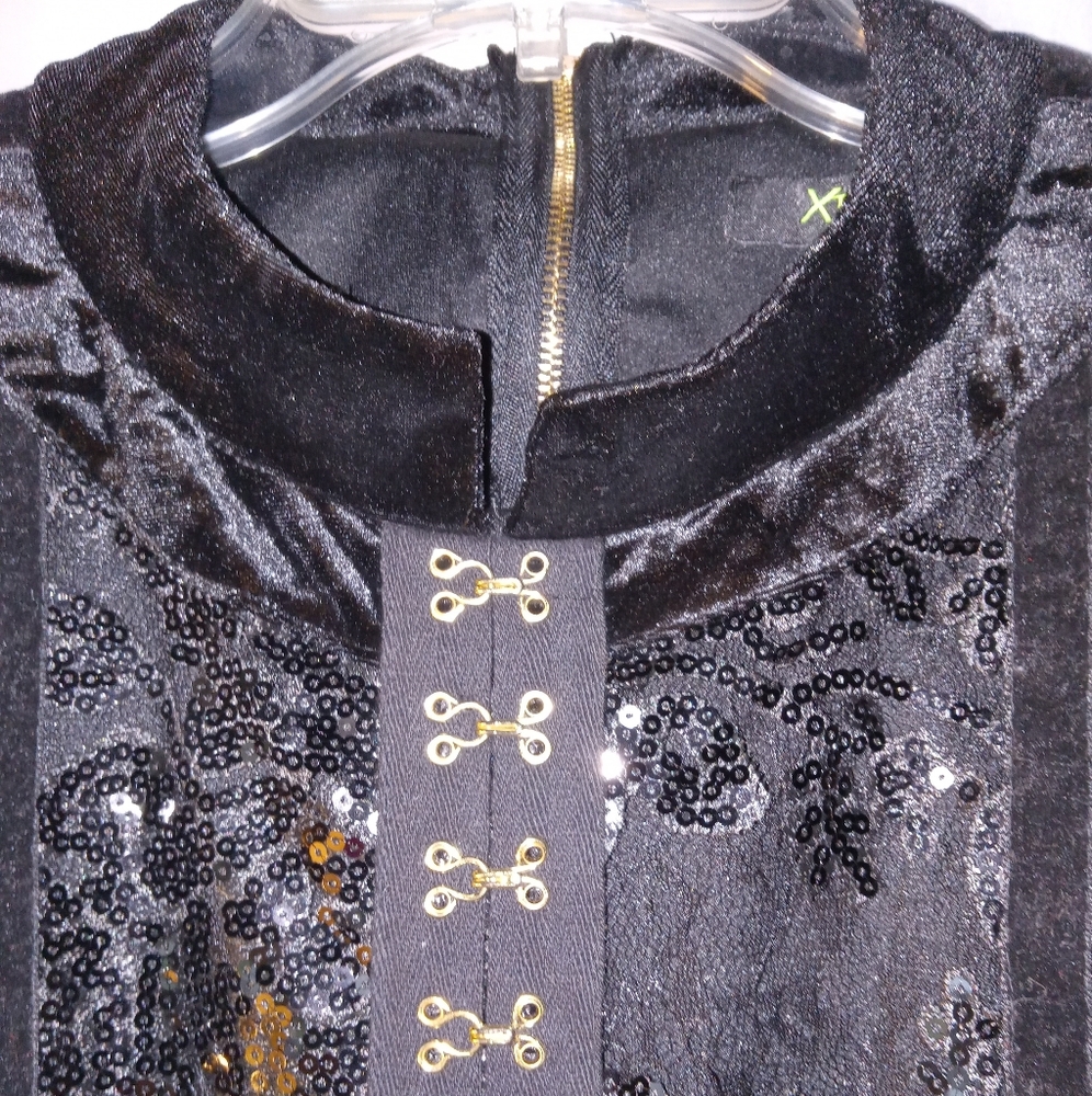 Vintage Xtaran dress mesh,velvet, sequins w/ lace.corset waist classy sheek XL - Picture 13 of 14